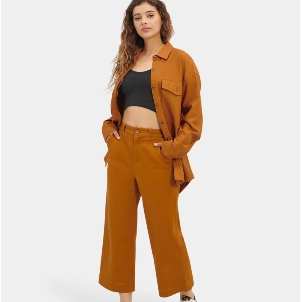 UGG Women Etna Pants Copper High Rise Wide Leg Cropped City Streetwear Versatile